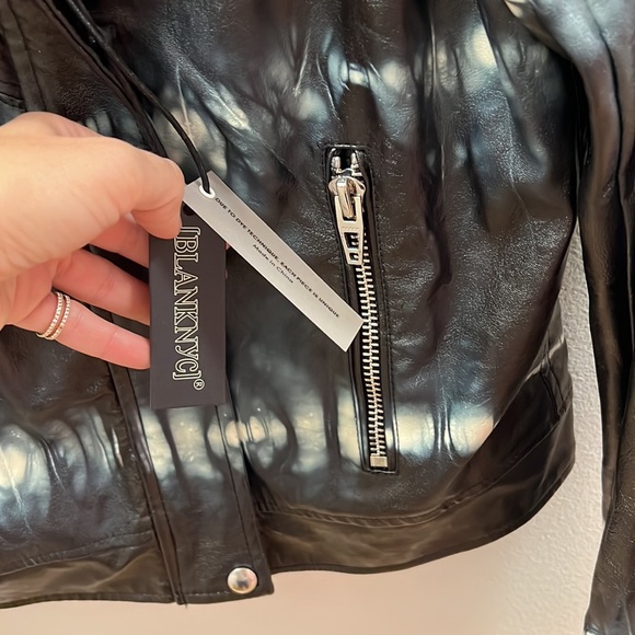 Blank NYC vegan leather tie dye Moto Jacket